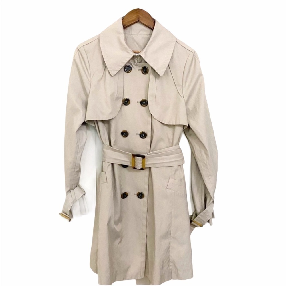 Pendleton Khaki Double Breasted Belted Trench Coat - image 1